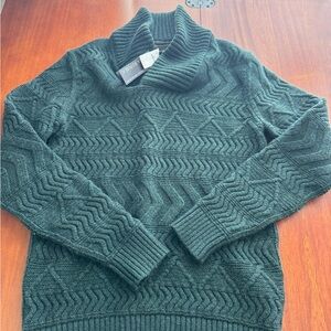 Wool Banana Republic Women's Dark Green Scoop-Style Crew Sweater